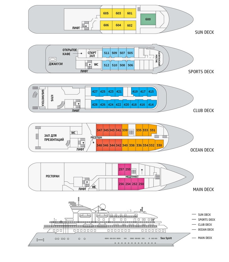 План палуб MV Sea Spirit